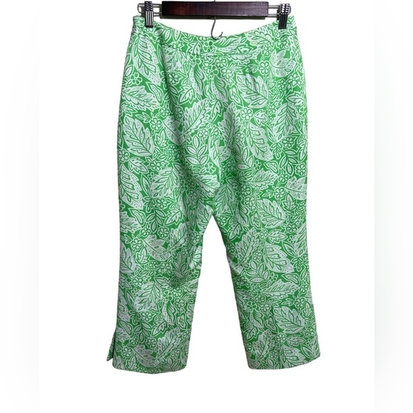 PENDLETON Ankle Cropped‎ Lined Pants Silk Cotton Floral Green 6P - Picture 3 of 10